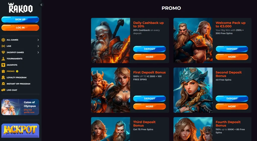 Bonussen en Promoties bij Rakoo Casino