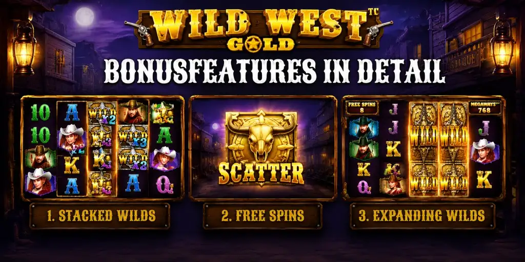Wild West Gold Bonusfeatures in Detail